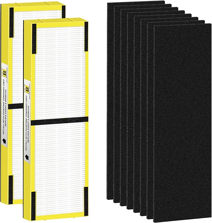 Pulluty FLT4825 HEPA Filter B Replacement Compatible with G-Guardian Air Purifiers AC4825 AC4825E AC4825W AC4300 AC4800 AC4900 AC4850,2 H13 True HEPA Filters+8 Carbon Pre-Filters