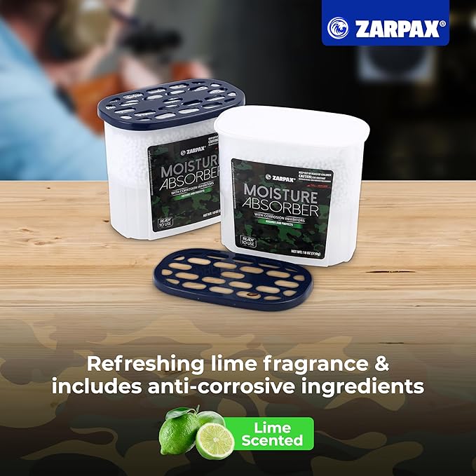 ZARPAX Moisture Absorber Corrosion Inhibitors Gun & Gear 17.6 oz/500g | Removes Moisture, Damp & Humidity | Odor Absorber | Moisture Trap for Bathroom, Closet, Kitchen | Set of 6