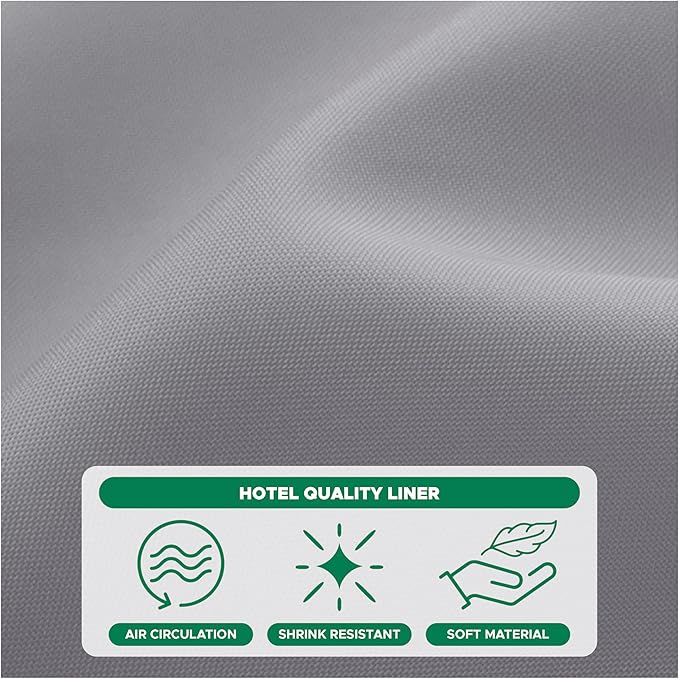Biscaynebay Fabric Shower Curtain Short Stall Liners 72" Width by 65" Length, Silver Grey Water Resistant Bathroom Curtains, Rust Resistant Grommets Top Weighted Bottom Machine Washable