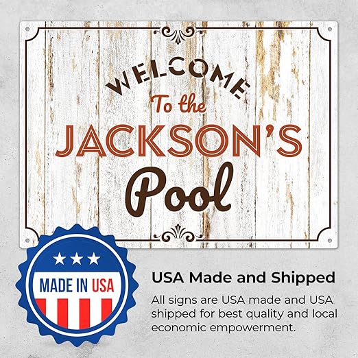 Custom Pool Sign, for Dad and Him Welcome to The Pool for Sign, 10x14 Inches, Rust Free .040 Aluminum, Fade Resistant, Made in USA by Sigo Signs