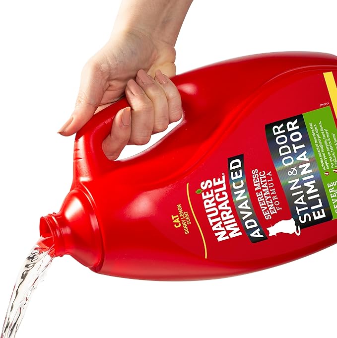 Nature's Miracle Advanced Cat Stain and Odor Eliminator Spray, Severe Mess Enzymatic Formula, Sunny Lemon Scent, 1 Gal