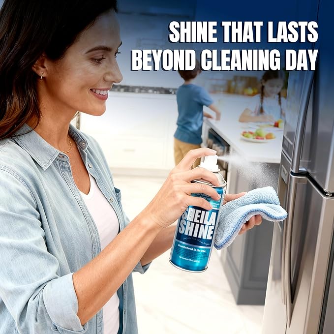 Sheila Shine 12 x 10oz Stainless Steel Cleaner and Polish - Removes Grease, Fingerprint & Watermark - Kitchen Appliances, Refrigerators, Sinks, Ovens & Grills - Stainless Steel Sprays Cleaner