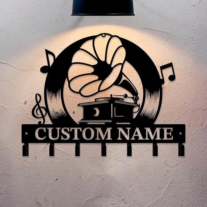 Personalized Custom Music Wall Hooks,Metal Music Room Art Clothes Hooks,Metal Music Wall Home Storage Decorative,For Front Door, Hallway, Kitchen, Bedroom,Keys,Hats (Style B)