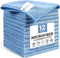 Microfiber Cleaning Cloth, 12 Pack Blue Cleaning Rags for Housekeeping, Reusable Microfiber Towels for Car, Kitchen, Bathroom and Household Cleaning Supplies, 11.8"X11.8"