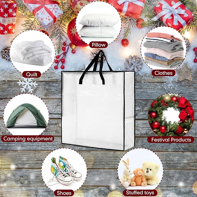 24 Pack Wreath Storage Bag Christmas Decoration Garland Container, 25.6 Inch Large Clear Door Wreath Organizers, Moving Boxes, Packing Supplies for College