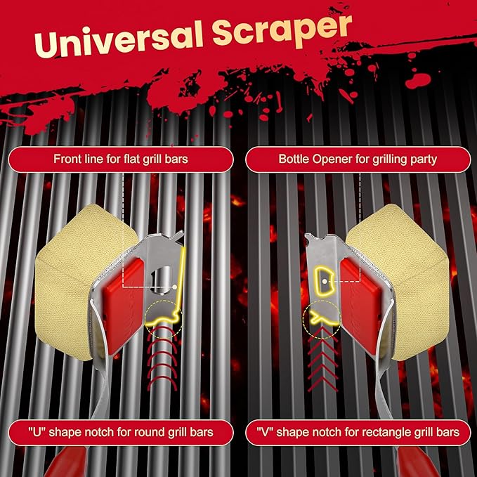 nonoYif Grill Brush Bristle Free + 5 Replaceable Pads, Steam Grill Brush for Outdoor Grill, BBQ Grill Brush and Scraper for Cast Iron/Stainless Steel Grates, Safe Grill Cleaner Brush, Gift for Men Dad