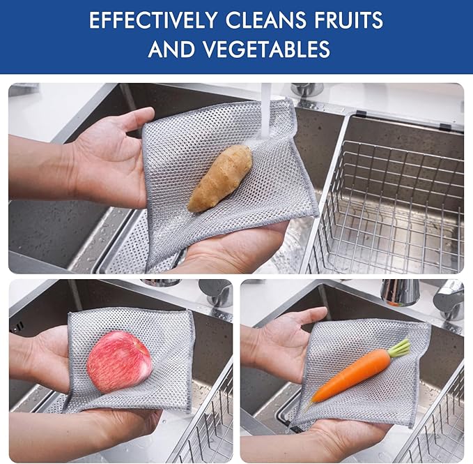 50 Pairs Multipurpose 3-Layer Thickened Steel Wire Dishwashing Cloth – Non-Scratch Metal Cleaning Rag for Wet & Dry Surfaces,Long-Lasting Reusable Kitchen Scrubber for Pots, Pans, and Cookware