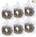 6PCS Christmas Wreath Storage Container, 25" Large Moving Bags Garland Container Clear Storage Bags with Handles Zippers Clear Christmas Storage Bags for Xmas Seasonal Holiday Wreath Storage Wrapping