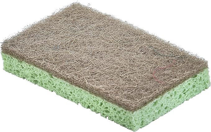 Superio Non-Scratch Cellulose Sponge Scrub (12-Pack) Heavy Duty Kitchen Sponges Scrubbers with Scouring Pad (Green)