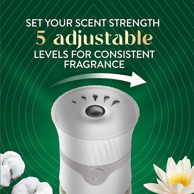 Air Wick Vibrant Plug In Scented Oil Refill, Infused with Essential Oils, Plug In Air Fresheners for Home, Cotton & White Lotus, 4 ct