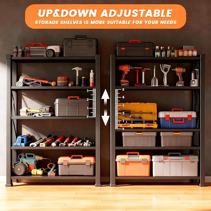 Notmise Metal Garage Shelving Unit, Heavy Duty 6-Tier Adjustable Storage Rack, Steel Shelving,2000 lbs Capacity, Industrial Shelves for Heavy Tools and Equipment (6-Tier 77.4" H × 39.4" W × 17.7" D)