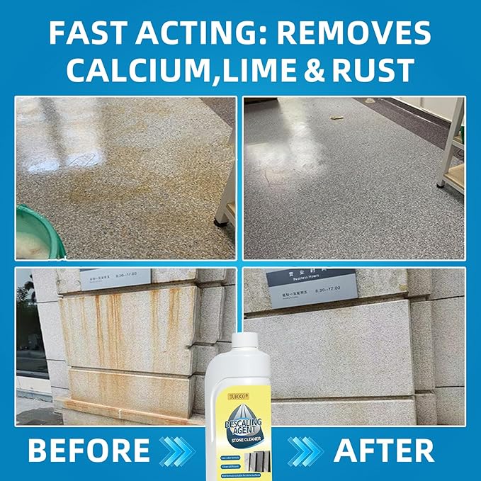 Turoco 500ml Heavy-Duty Marble & Granite Cleaner –Yellowing & Limescale Remover for Tile, Concrete & Natural Stone – Restores Shine for Bathroom, Kitchen, Patio & Outdoor Stone Surfaces