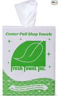 Fresh Towel Ultra Strong Center Pull Shop Towels - (1 Box of 300) Disposable Cleaning Towels - White, 9 x 12 inches - FT500