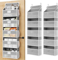 Optish Over The Door Organizer Hanging, 2 Pack 5 Shelf Behind The Doors Storage, Pantry Door Organizer, Closet Organizers for Bedroom and Nursery (Grey)