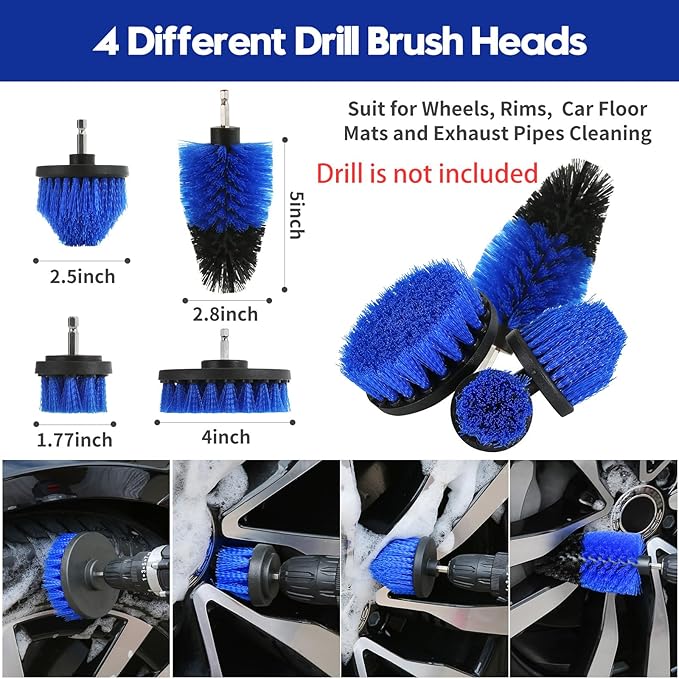 Qydipclin 23Pcs Car Detailing Kit, Car Detailing Brush Set, Car Wash Cleaning Kit, Car Detailing Brushes, Professional Car Care Kit for Interior Exterior Wheels, Blue
