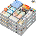 DIMJ Drawer Organizer Clothes Storage - 24 Pack Baby Dresser Organizer for Nursery Closet Organization, Fabric Drawer Organizer Bins for Underwears Socks Bras, Foldable Storage Dividers for Bedroom