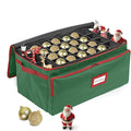 Premium Christmas Ornament Storage Box – Holds up to 72-3” Ornaments + 6 Side Slots for Figurines & Nutcrackers – Holiday Decoration Organizer – Durable 600D Green Canvas