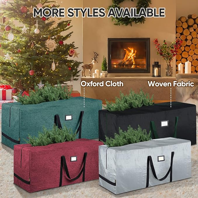 BALEINE 7.5 ft Christmas Tree Storage Bag, Heavy Duty Extra Large Artificial Christmas Tree Bag with Reinforced Handles and Dual Zippers Wide Opening (Red, 7.5 ft)
