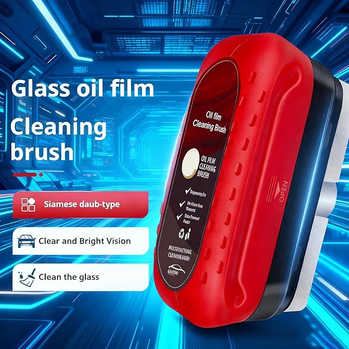 Rottipe 2PCS Glass Cleaner Kit,Glass Oil Film Remover, Windshield Hydrophobic Coating & Automotive Oil Film Cleaning Brush, Enhance Clarity with Car Glass Cleaner & Glass Cleaning Board