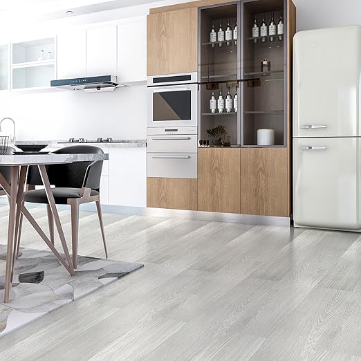 Art3d Peel and Stick Floor Tile Vinyl Wood Plank 36-Pack 54 Sq.Ft, White-ash, Rigid Surface Hard Core Easy DIY Self-Adhesive Flooring