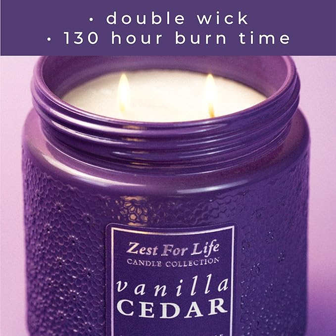 A Cheerful Giver - 28oz Large Scented Candle Jar with Lid- Zest for Life - 130 Hours of Burn Time, Gift for Women (Large, Vanilla Cedar)