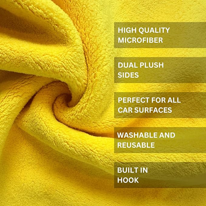 The Pro Stuff® Car Detailing Microfiber Towels - 600 GSM Thick Plush Auto Towels | Super Soft Dual-Sided for Cleaning, Washing, Buffing | Tagless, Scratch-Free, Lint Free Cloth (16"x16") | 3 Pack