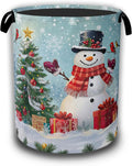 Christmas Laundry Baskets,Cute Snowman Laundry Hamper,Storage Basket with Handles for Bathroom Bedroom College Dormitory Living Room Nursery Organizer 16"x20.8"