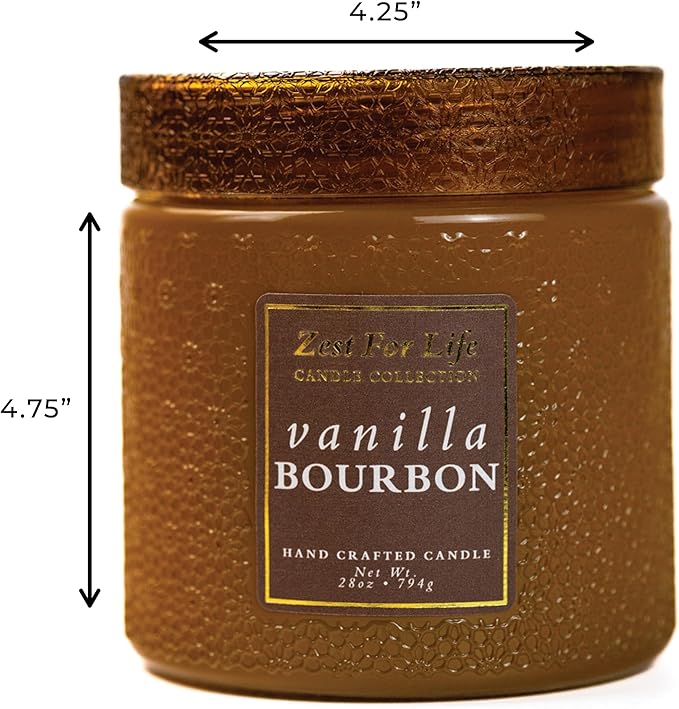 A Cheerful Giver - 28oz Large Scented Candle Jar with Lid- Zest for Life - 130 Hours of Burn Time, Gift for Women (Large, Vanilla Bourbon)
