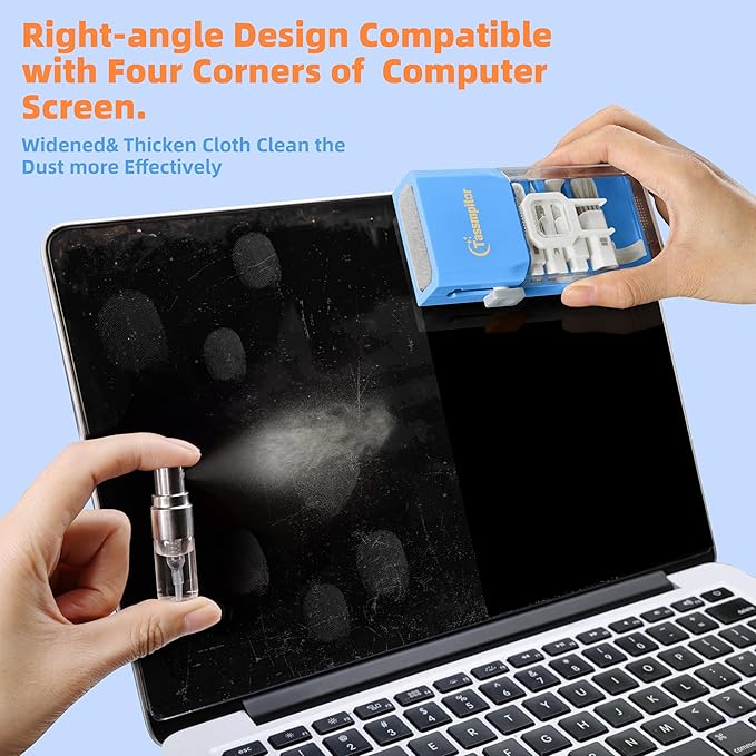 Tassmpitor Laptop Cleaning Kit, Keyboard Cleaning Kit with Spray and Wipe, Keyboard Cleaner for MacBook iPad Tablet iPhone Computer Camera Lens Airpods Earbuds, Mutitool Brush for Electronic Screen