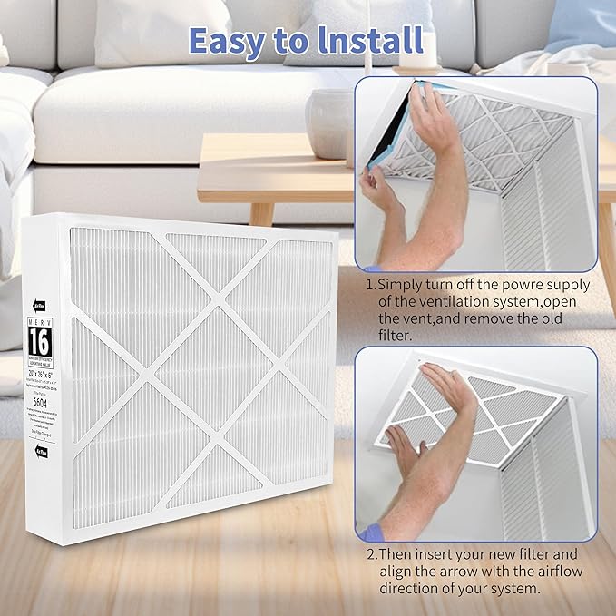 （2 Pack）Y6604 MERV16（20x26x5 Inche） Furnace Replacement Filter Compatible with Lennox 6604 PureAir& PCO3-20-16 Air Purifier Cleaner Purification Systems