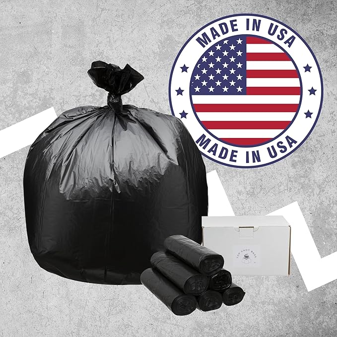 Top Knot Bags 45 Gallon Garbage Trash Bag 40X48" Black 150 Count Can Liner Bulk 40 Gallon 41 Gallon 42 Gallon 44 Gallon Made in USA