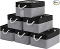 Large Storage Baskets- 15.7x11.8x8.26 inch Storage Bins for Shelves and Closet Organizing, Foldable Fabric Bin for Home Organization Clothes and Laundry (6-Pack, Black&Gray)