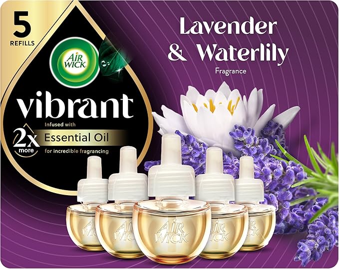 Air Wick Plug in Scented Oil Refill, 5ct, Lavender & Waterlily, Air Freshener, Essential Oils