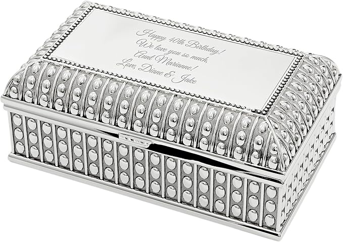 THINGS REMEMBERED Engraved Beaded Texture Jewelry Box (Free Customization), Antique Inspired Engraved Keepsake Box, Personalized Gifts for Women