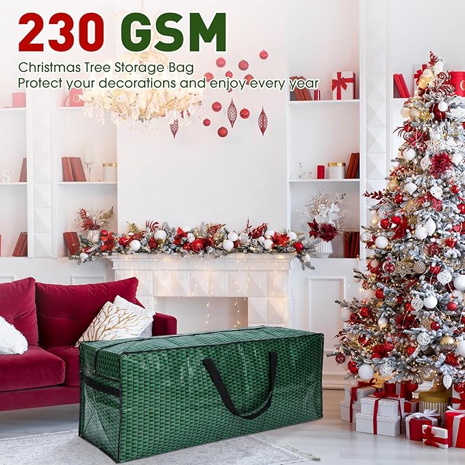 5 Pack Christmas Storage Bags,7.5 ft Green Christmas Tree Large Bag, 24" Wreath Containers and 25" Garland Packing Tote Moving Bags with Handle Zipper for Artificial Xmas Tree Wreath Garland
