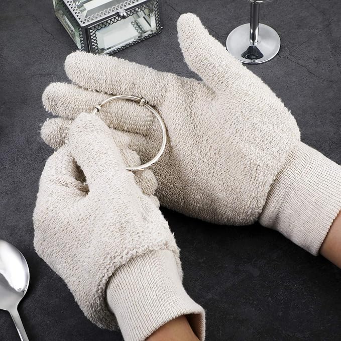 Syhood 3 Pairs Silver Polishing Cleaning Gloves Jewelry Polishing Anti-Tarnish Removal Gloves for Jewelry, Gold, Brass, Copper, Blinds, Debris, Ring, Stainless, Metal
