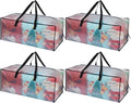 VENO 4 Pack Heavy Duty Moving Bags, Christmas Storage Bins with Lids, Clear Design, Alternative to Moving Boxes, Storage Bags for Clothes, Blankets, Comforters, Pillows, Camping (Clear, 4 Pack)