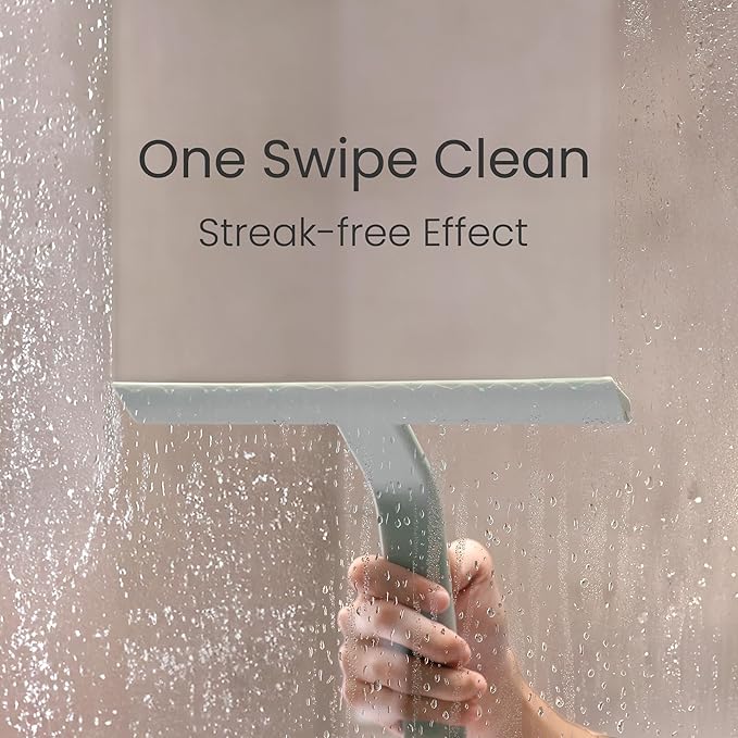 dancemoon JustHang Shower Squeegee for Glass Doors, All-One-Piece Silicone with Built-in Hook Design for Easy Hanging, Household Window Mirror Squeegee for Bathroom, Glass, Kitchen, Tile Wall, Car