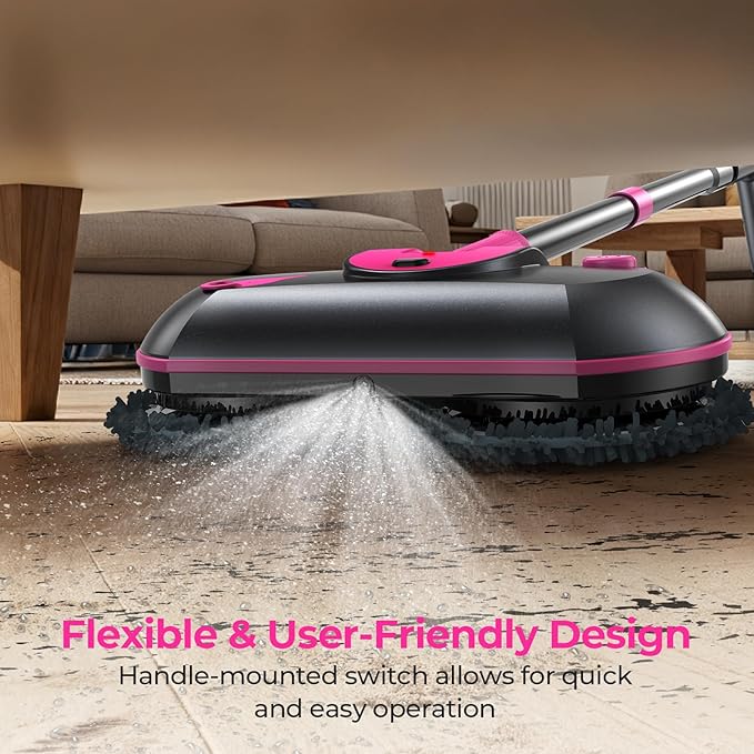 ScrubWiz Cordless Electric Spin Mop with Water Sprayer, Self-Propelled Floor Cleaner for Hardwood & Tile, Quiet Cleaning, Adjustable Handle, 2500mAh Long-Lasting Battery, 300ml Tank