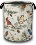 Blue Bird Cardinal Pine Laundry Baskets,Laundry Hamper,Storage Basket with Handles for Bathroom Bedroom College Dormitory Living Room Nursery Organizer 16"x20.8"