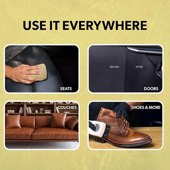 Chemical Guys Leather Cleaner and Conditioner Detailing Kit - Leather Care Kit For Natural, Synthetic, Faux, Pleather, and More for Car Interiors, Apparel, Furniture, Boots & Accessories - 9 Items