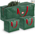 ZOBER Christmas Tree Storage Bag - With 2 Ornaments Accessories/Garland Bags - Fits 7.5 Ft Trees - Plastic, Waterproof Christmas Tree Bag For Storage Box For Xmas - Strong, Durable Handles - Green