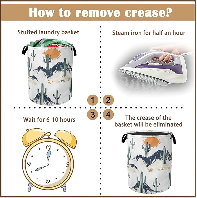 Laundry Basket,Western Tropical Cactus Collapsible Laundry Baskets,Sun Waterproof Oxford Hamper with Handles for Bathroom Bedroom Nursery Home Storage 16"x20"