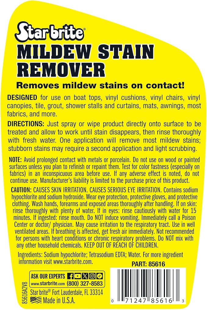 STAR BRITE Mildew Stain Remover + Cleaner Removes Stains on Contact - 22 OZ (085616SS)