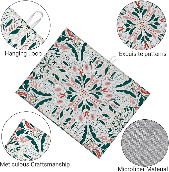 Dish Drying Mat For Kitchen Counter, Garden Tulips Microfiber Absorbent Dish Drainer Rack Pad Reusable Large 18x24in Drying Mat