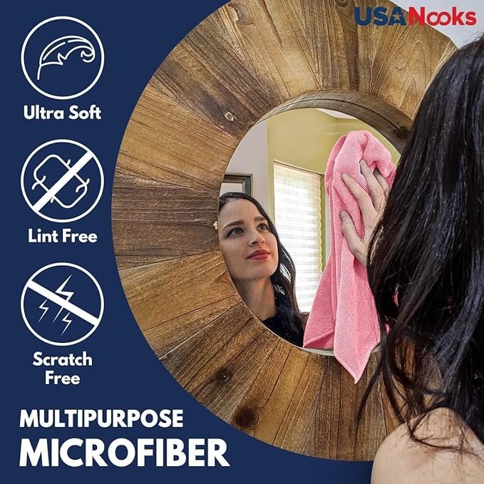 USANOOKS Microfiber Cleaning Cloth Light Pink - 8 Pcs 12.5"x12.5" - High Performance - 1200 Washes, Ultra Absorbent Towels Weave Grime & Liquid for Streak-Free Mirror Shine - Car Washing Cloth