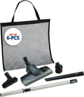 Central Vac Carpet and Bare Floor Attachment Set for Cleaning Carpets and Any Floor Surfaces, Dusting Brush, Upholstery Tool, Ratcheting Wand, Long Crevice Tool and Mesh Storage Bag
