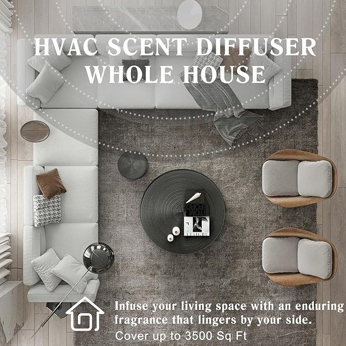 HVAC Scent Diffuser Cover Up to 3500 Sq. Ft, Best Hotel Scent Diffuser with Power Cold Air Technology, Scent Air Machine for Home, Commercial Waterless Aromatherapy Diffuser for Large Room - Black