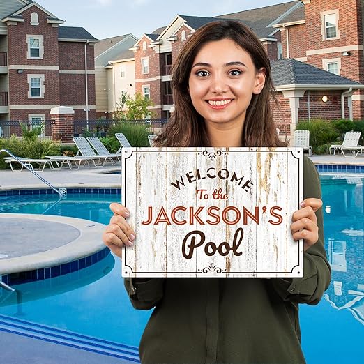Custom Pool Sign, for Dad and Him Welcome to The Pool for Sign, 10x14 Inches, Rust Free .040 Aluminum, Fade Resistant, Made in USA by Sigo Signs