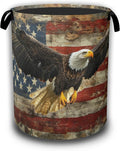 American Flag Eagle Laundry Basket,Waterproof Foldable Laundry Hamper,Dirty Clothes Basket, Linen Bin Storage Organizer Collection 16" x 20.8"